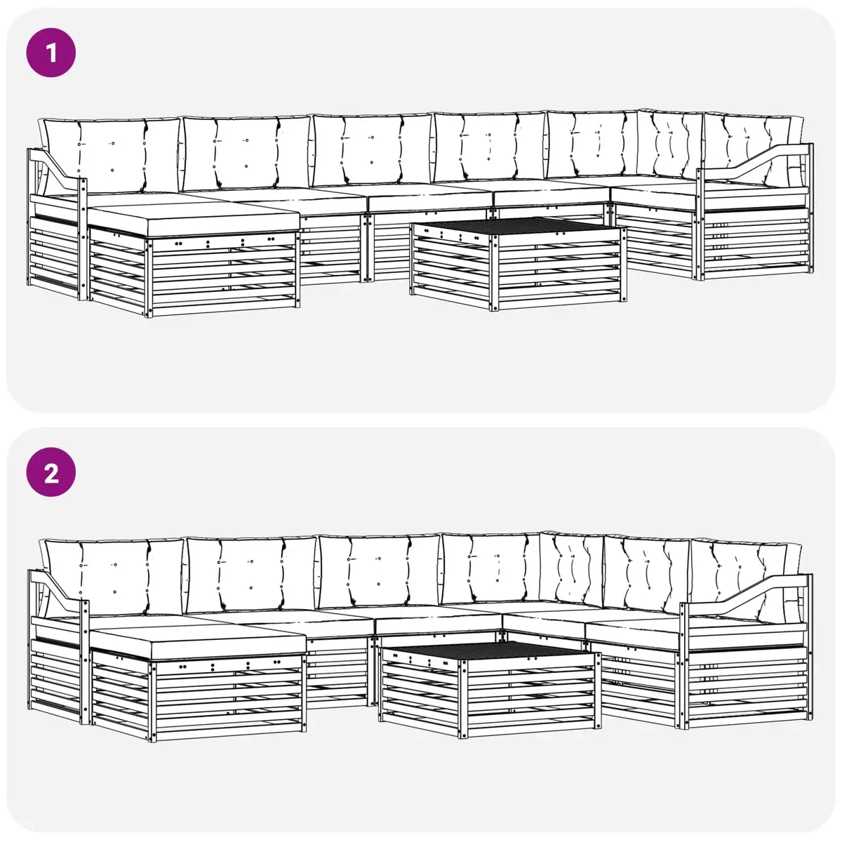 8-Piece Outdoor Sectional Sofa Set with Cushions