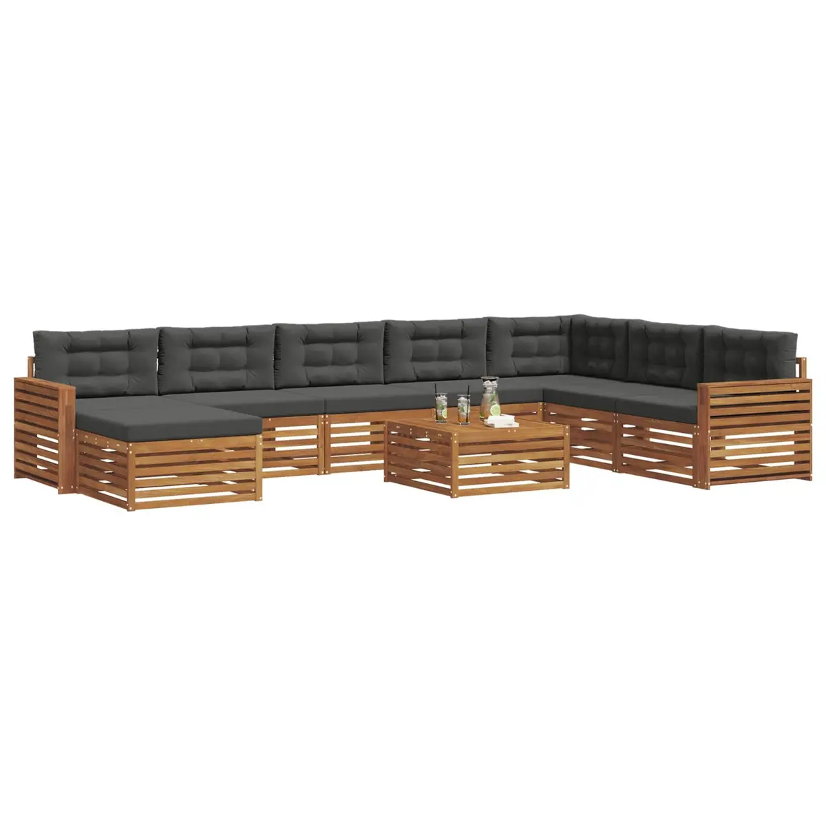 Outdoor Sofa Set 9 Pieces Garden Patio Natural Acacia Wood Sectional