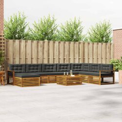 Outdoor Sofa Set 9 Pieces Garden Patio Furniture Natural Anthracite Acacia Wood