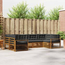 Outdoor Sofa Set 6 Pieces Garden Furniture Natural Anthracite Modular Patio