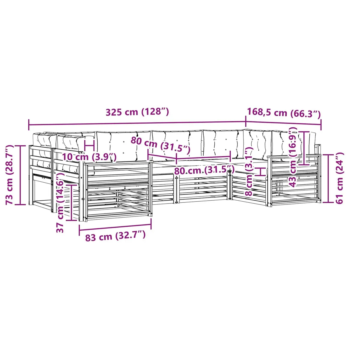 6-Piece Modular Outdoor Sofa Set