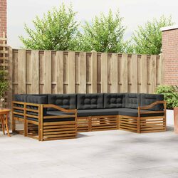 Outdoor Sofa Set 6 Pieces Garden Furniture Natural Anthracite Modular Patio