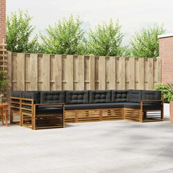 Outdoor Sectional Sofa Set - 7 Pieces, Solid Acacia Wood