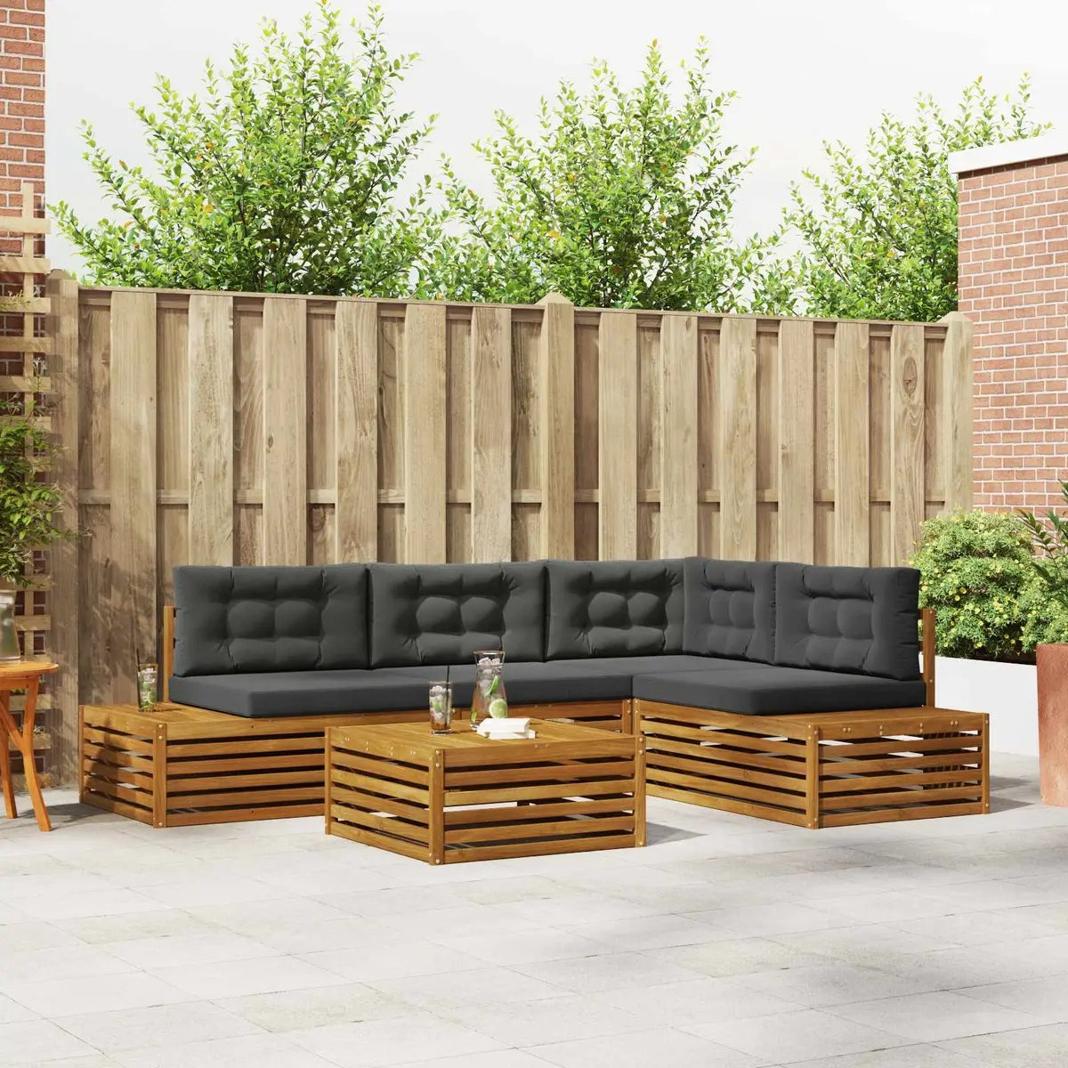 Outdoor Sectional Sofa Set 5 Piece Garden Furniture Patio Seating with Cushions