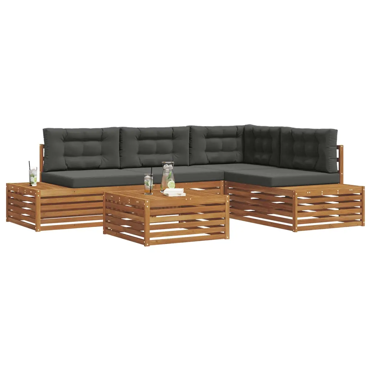Outdoor Sectional Sofa Set 5 Piece Garden Furniture Patio Seating with Cushions