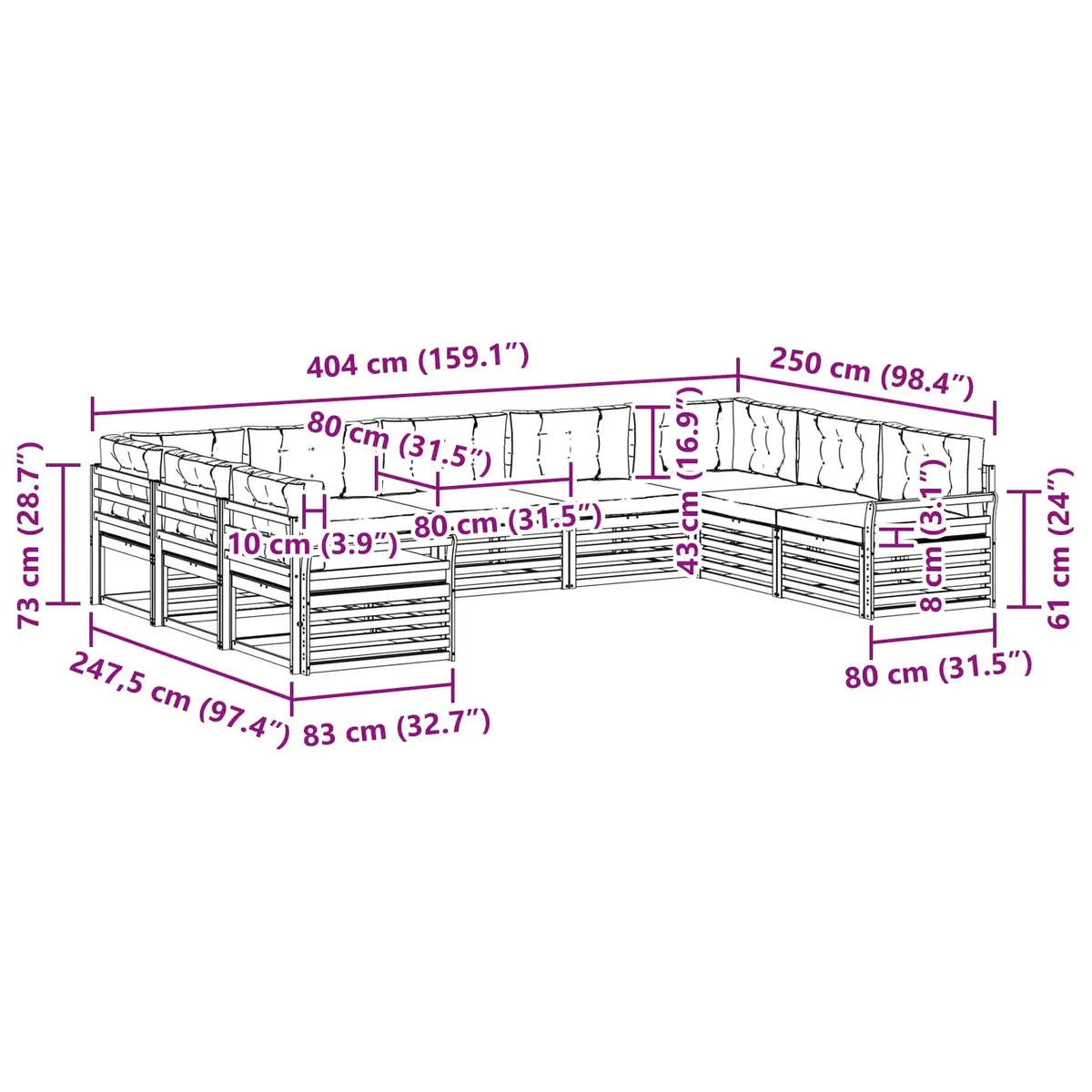 9-Piece Modular Outdoor Sofa Set