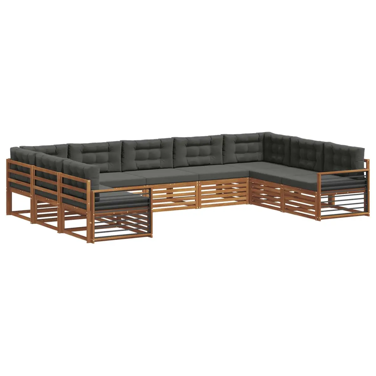 Outdoor Sofa Set 9 Pieces Garden Furniture Patio Lounge Natural Anthracite