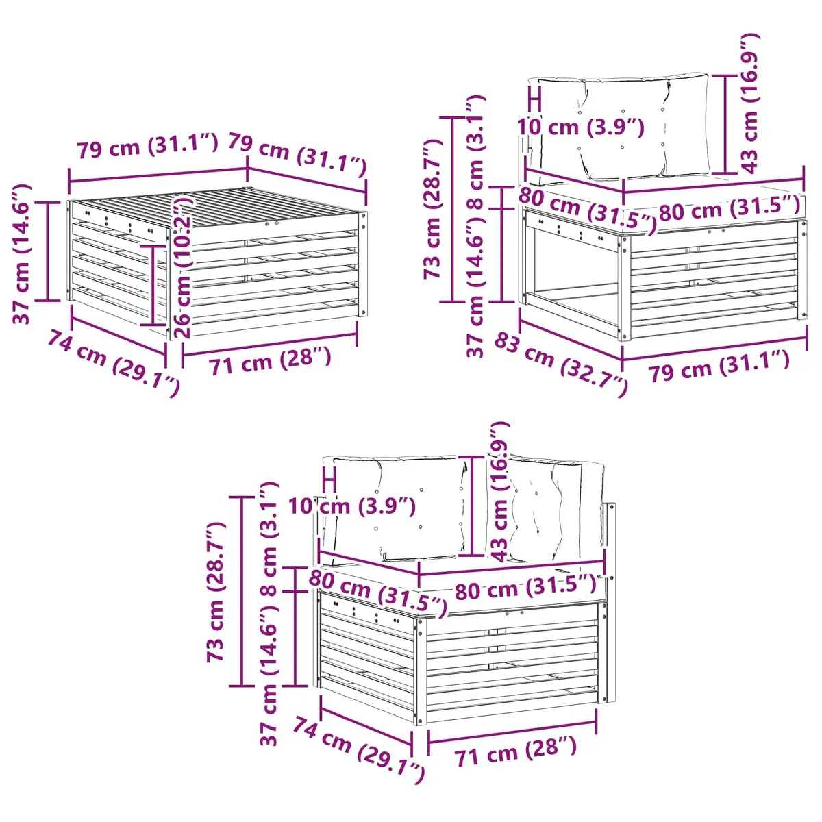 Outdoor Sofa Set 10 Piece Garden Furniture Modular Lounge Natural