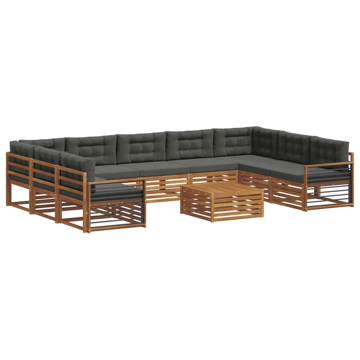Outdoor Sofa Set for Garden 10 Pieces Natural Anthracite Acacia Wood
