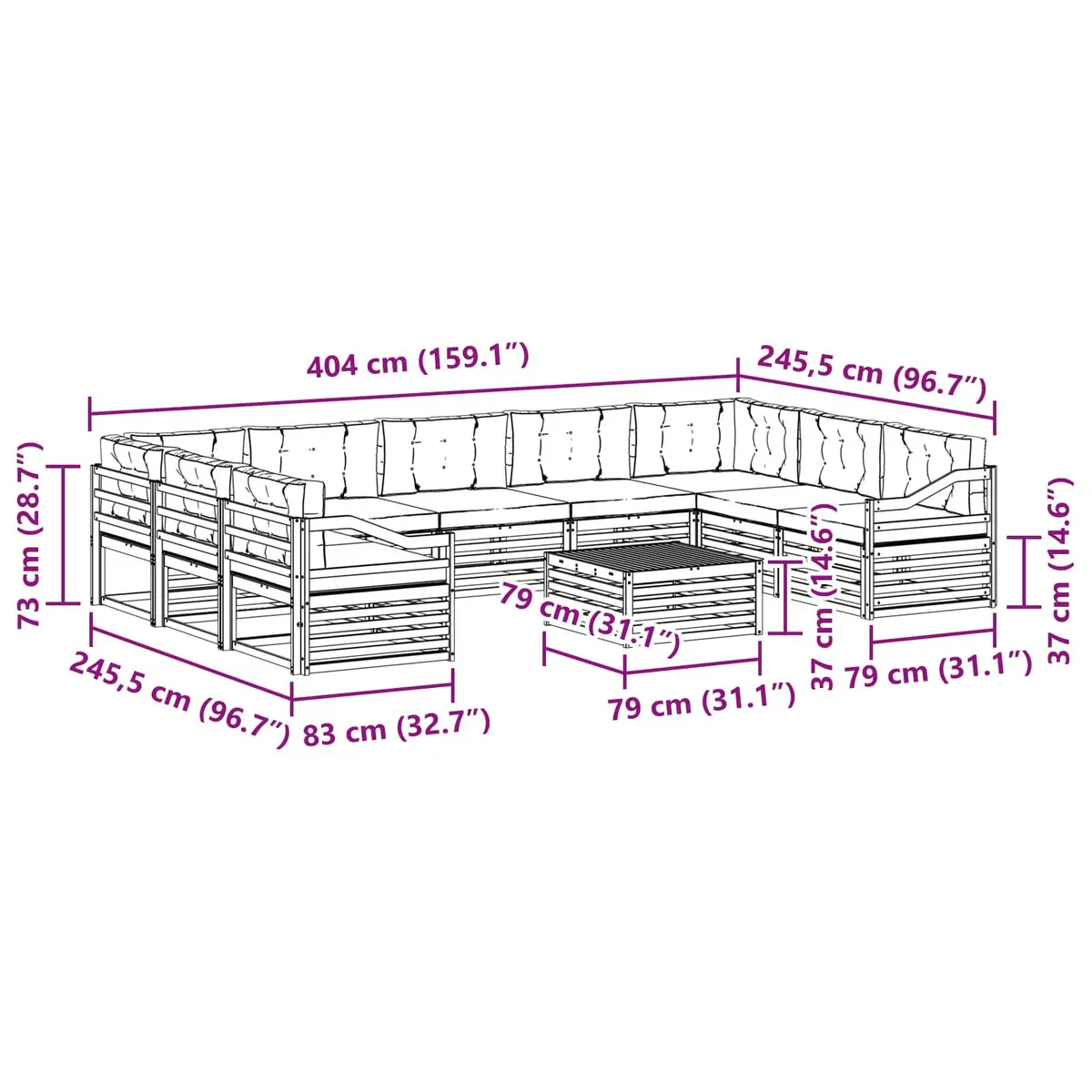 10-Piece Outdoor Modular Sofa Set