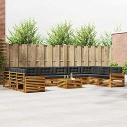 Outdoor Sofa Set: 11 Pieces of Acacia Wood Furniture