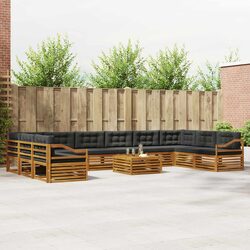 Outdoor Sofa Sets 11 pcs Natural Anthracite Solid Acacia Wood Garden Furniture