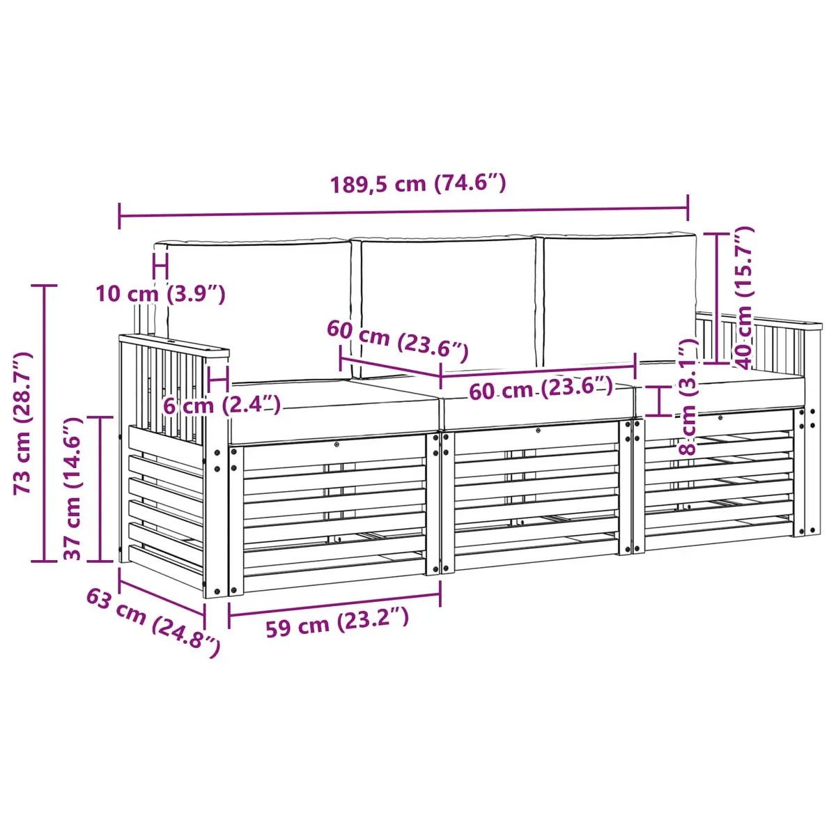 3-Piece Modular Sectional Sofa Set
