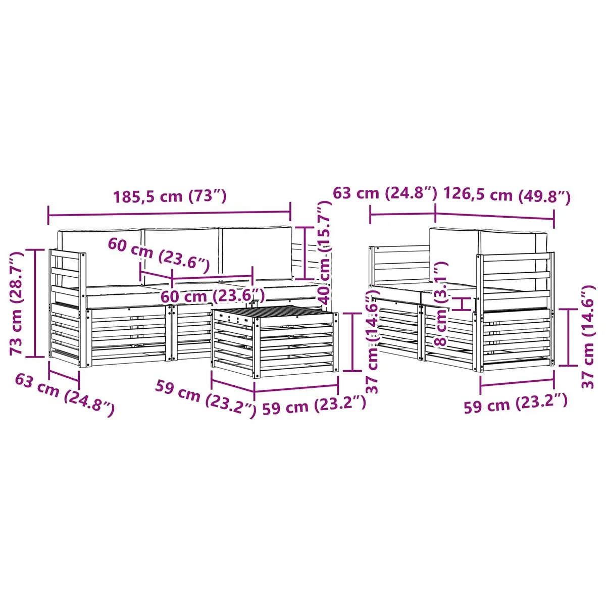 6-Piece Modular Outdoor Sofa Set