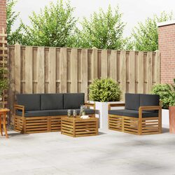 Outdoor Sofa Sets 6 Piece Garden Furniture Solid Acacia Wood Natural Anthracite
