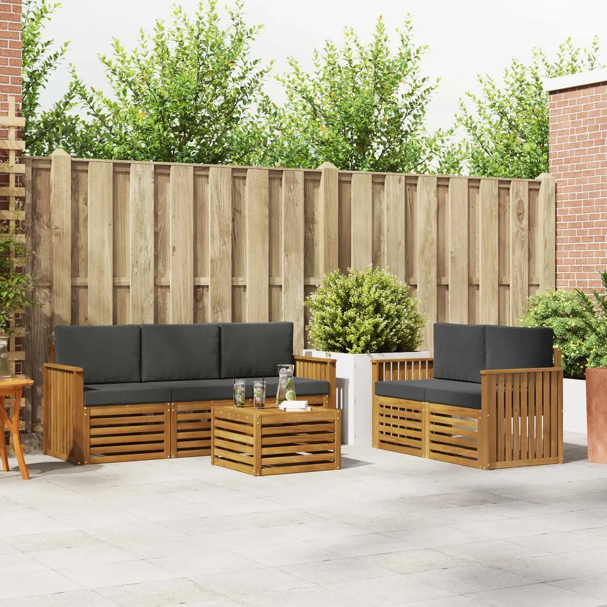 Outdoor Sofa Sets Garden Patio 6 Pieces Natural Acacia Wood