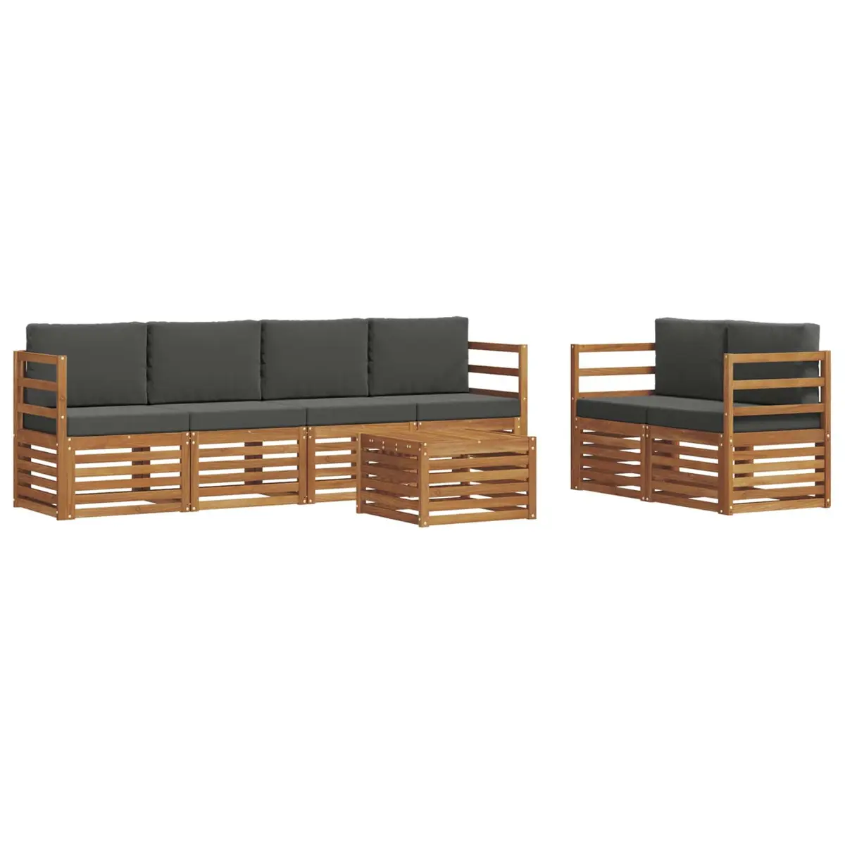 Outdoor Sofa Set Garden 7 Pieces Natural Anthracite Solid Acacia Wood