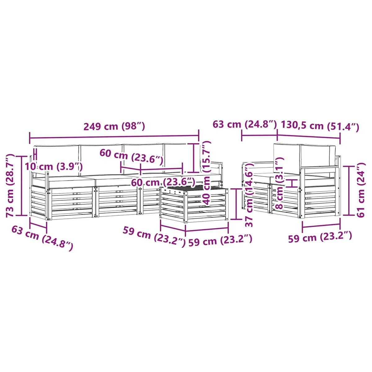 7-Piece Modular Outdoor Sofa Set