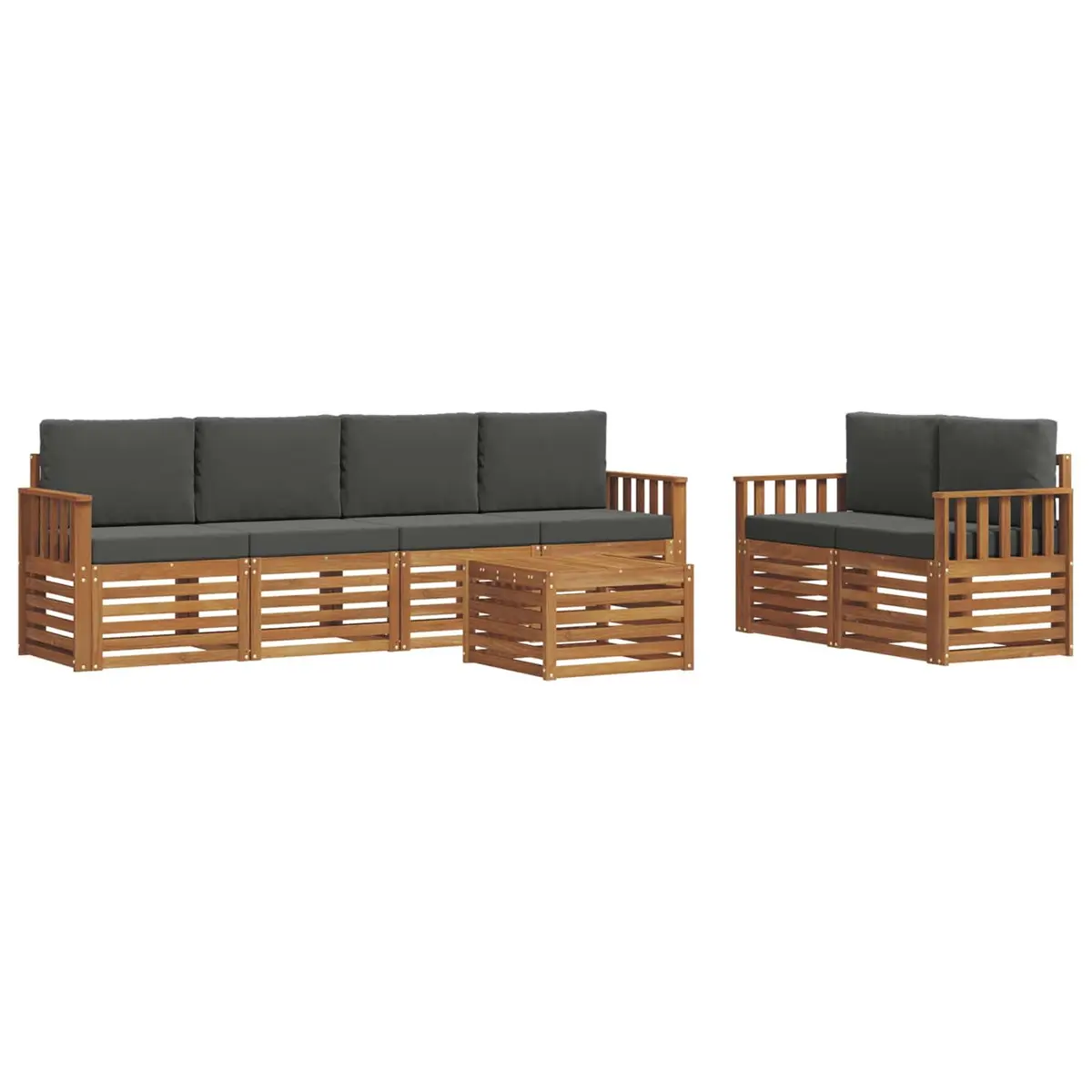 Outdoor Sofa Set Garden Furniture 7 Piece Natural Anthracite Solid Acacia Wood