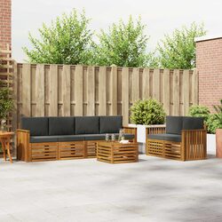 Detailed Specs of 7-Piece Outdoor Sofa Set with Acacia Wood