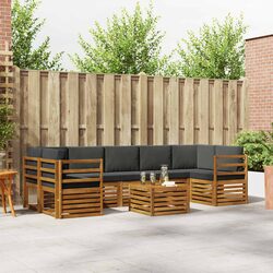 Outdoor Sofa Set 8 Piece Garden Furniture Natural Anthracite Wood Lounge Patio