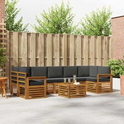 Outdoor Sofa Set 8 Piece Garden Furniture Natural Anthracite Wood Patio Lounge