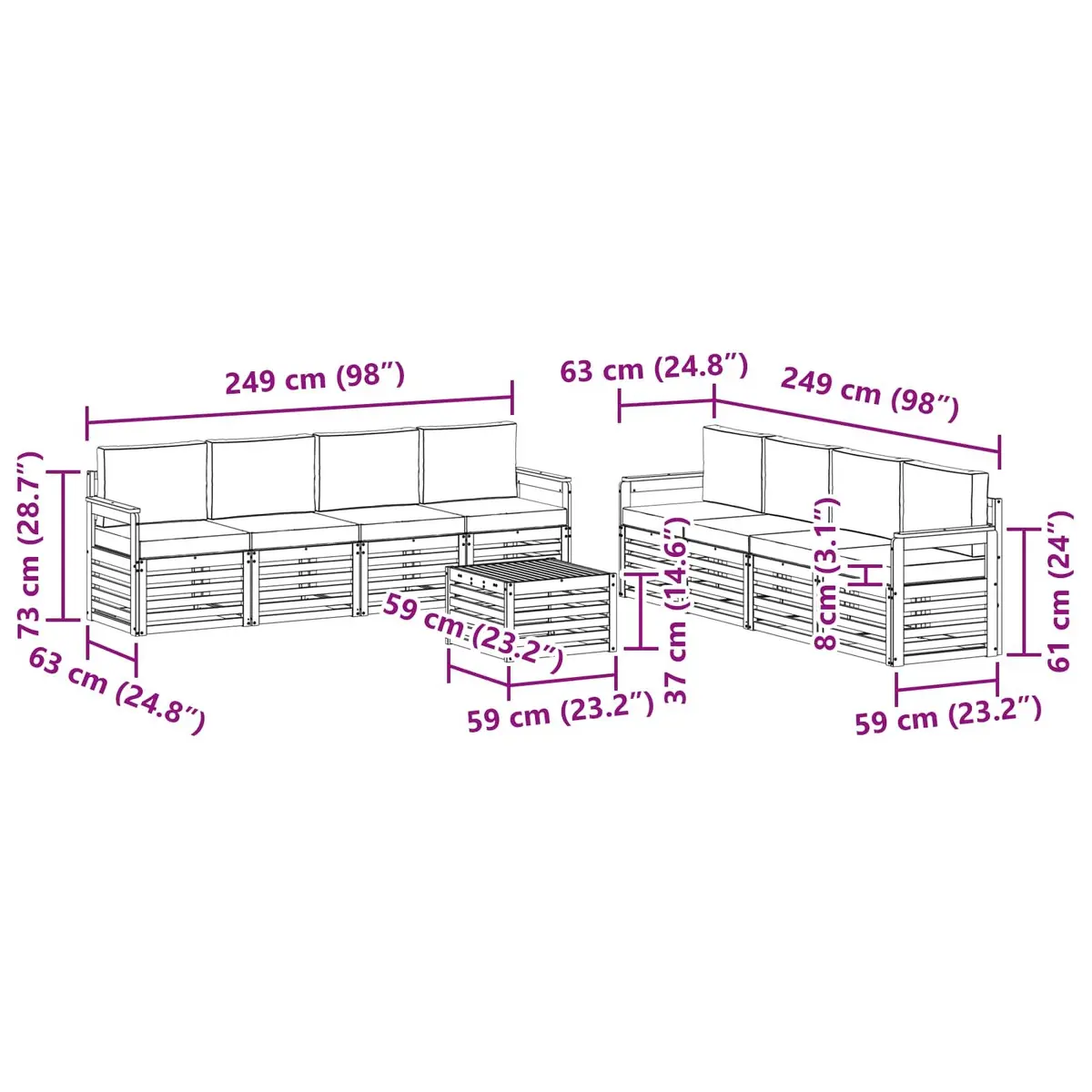 9-Piece Modular Outdoor Sofa Set