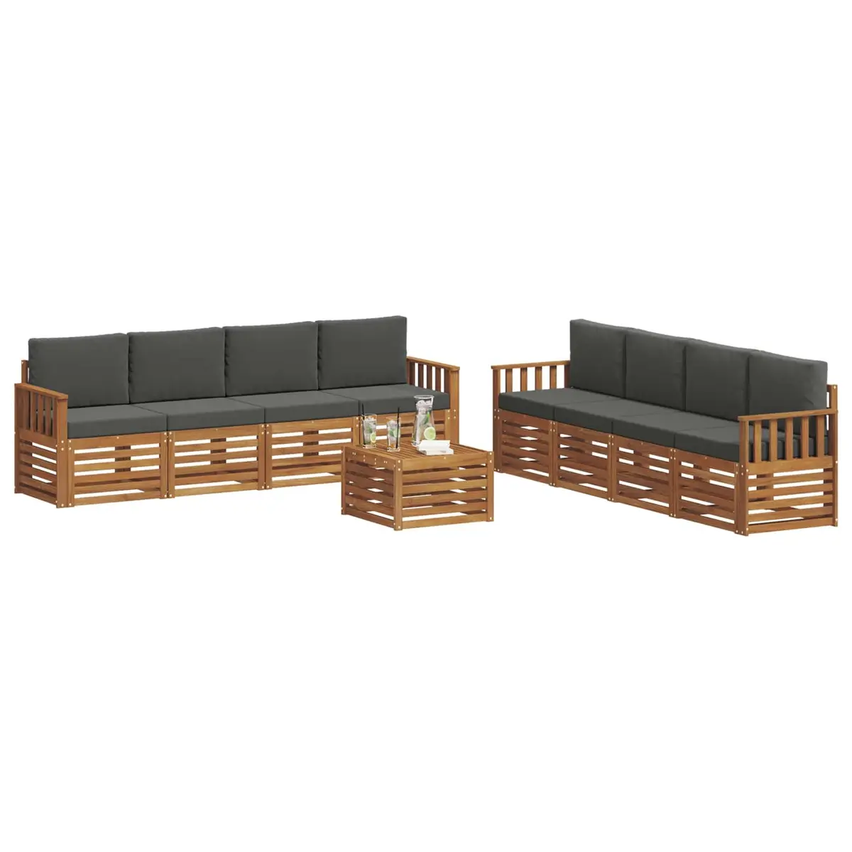 Outdoor Sofa Set Garden 9 Piece Solid Acacia Wood Lounge Suite
