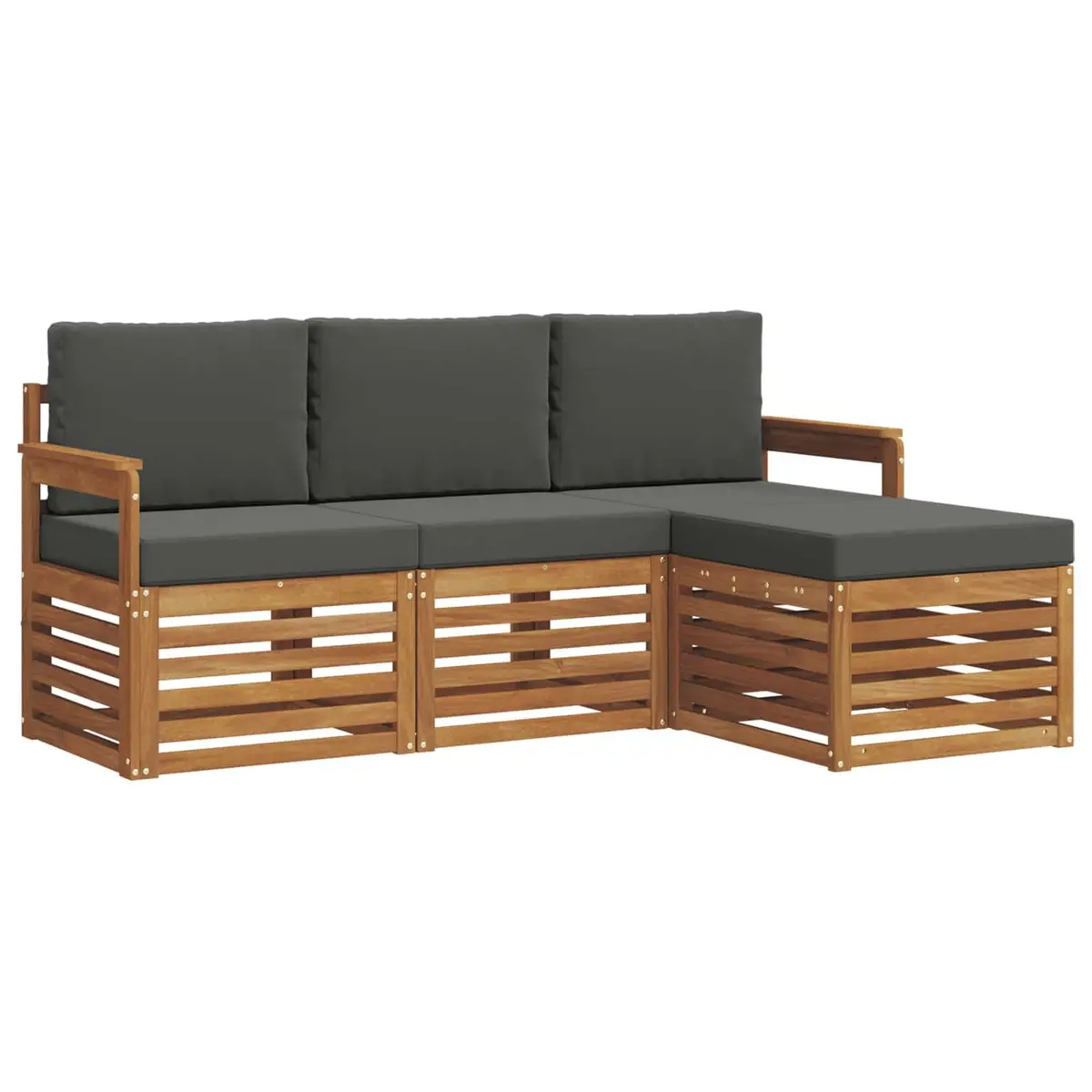 Outdoor Sofa Set 4 Pieces Garden Furniture Patio Seating Natural Anthracite