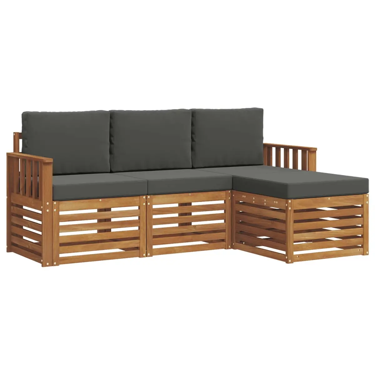 Outdoor Sofa Set Garden Patio 4 Pieces Natural Anthracite