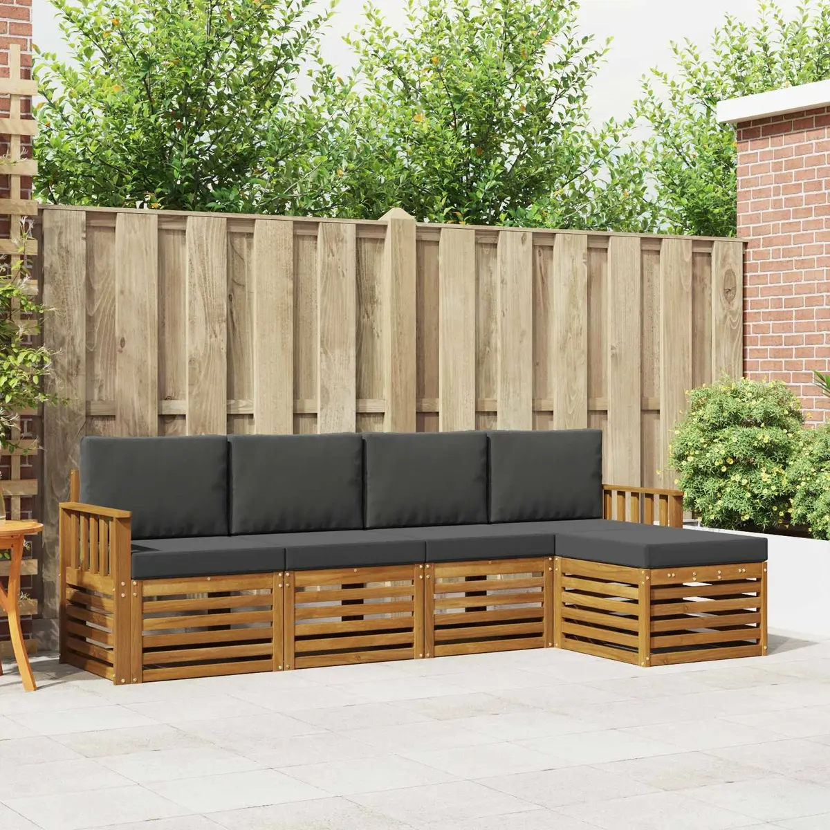 Outdoor Sofa Set Modular Patio Furniture 5 Piece Natural Anthracite