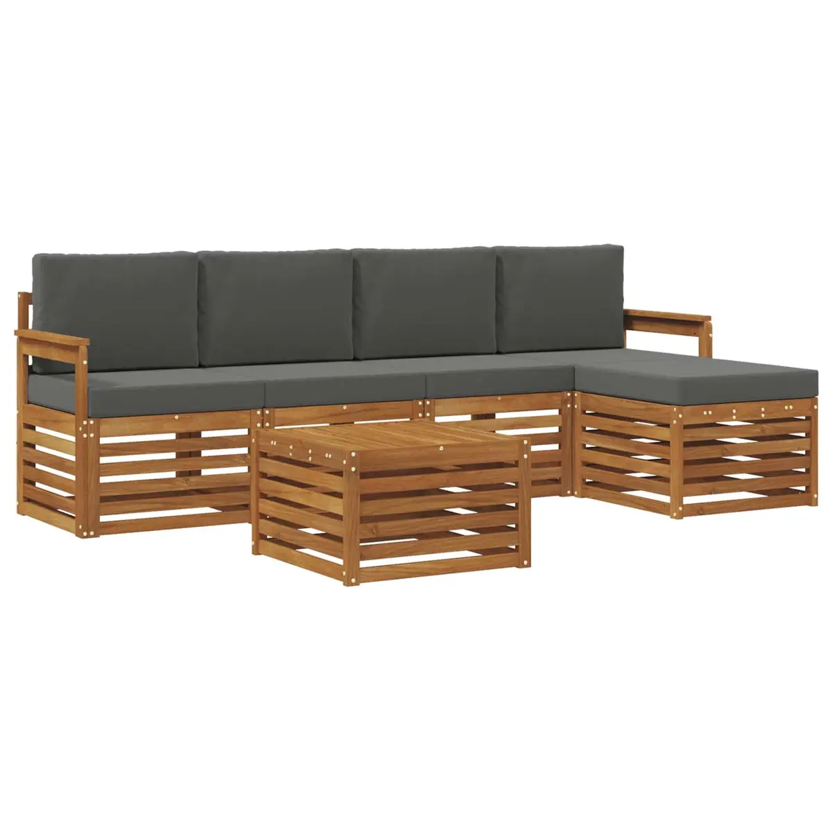 Outdoor Sofa Set Garden Furniture 6 Piece Modular Lounge with Cushions Natural