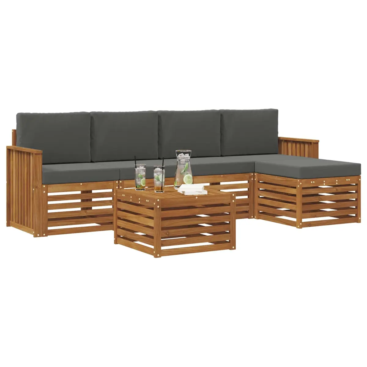 Outdoor Sofa Set Garden Furniture 6 Piece Natural Anthracite