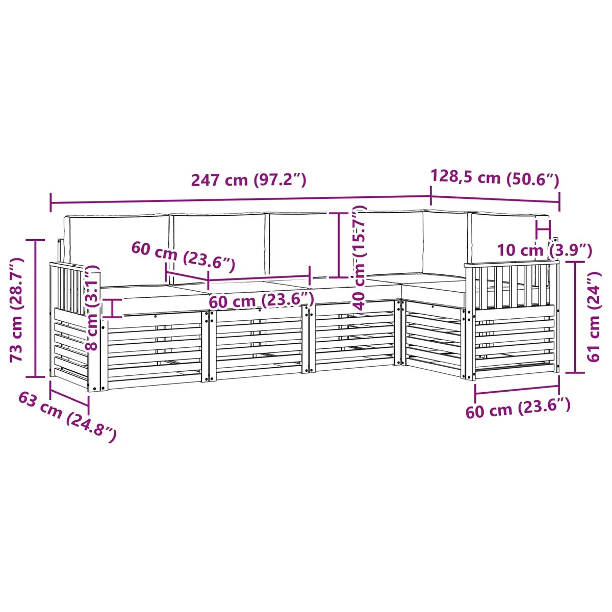5-Piece Outdoor Modular Sofa Set