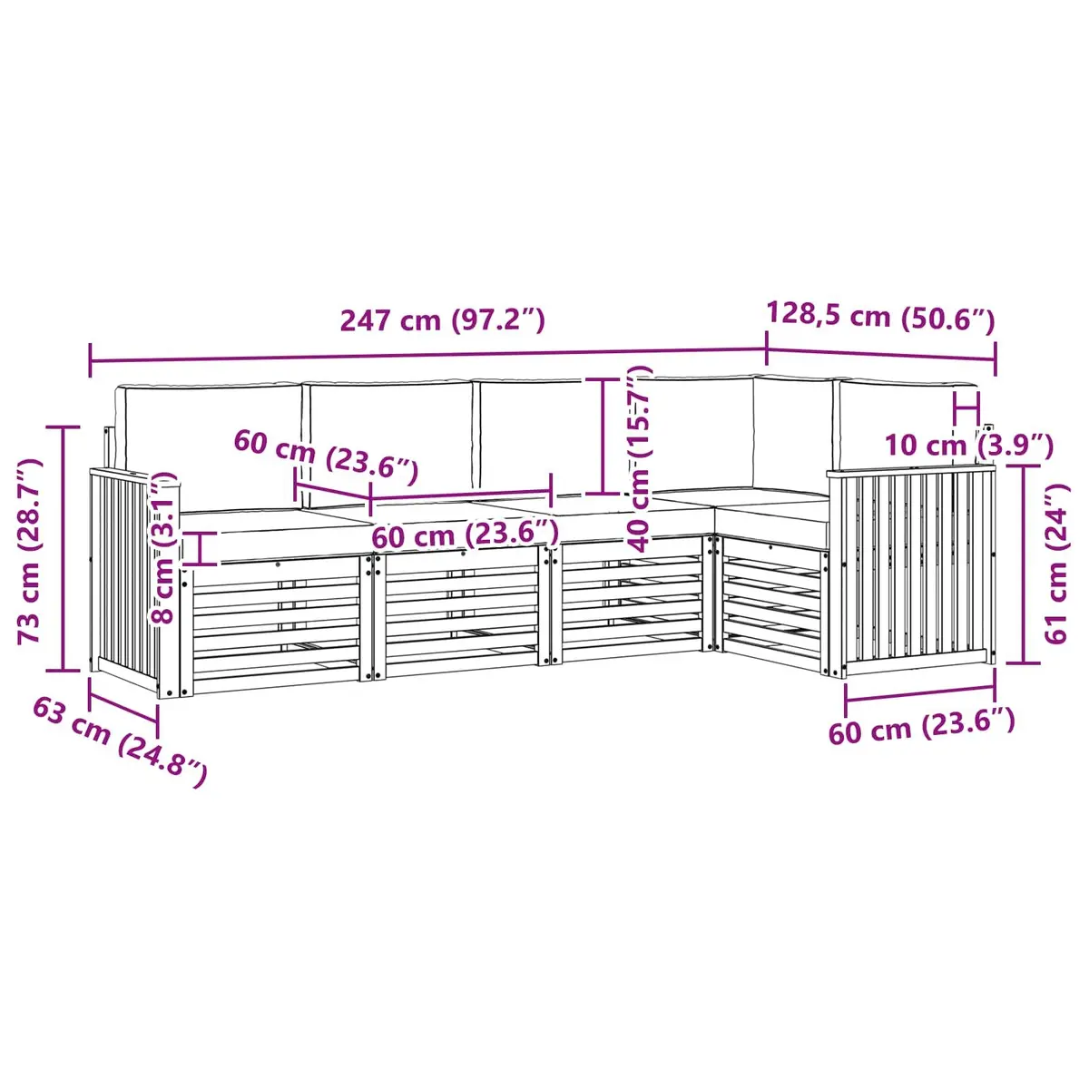 5-Piece Outdoor Sectional Sofa Set