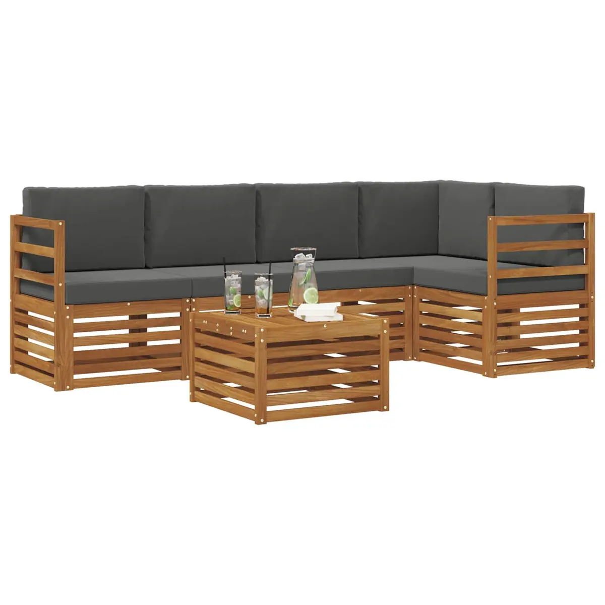 Sectional Sofa Set Outdoor Garden Furniture 6 Piece Natural