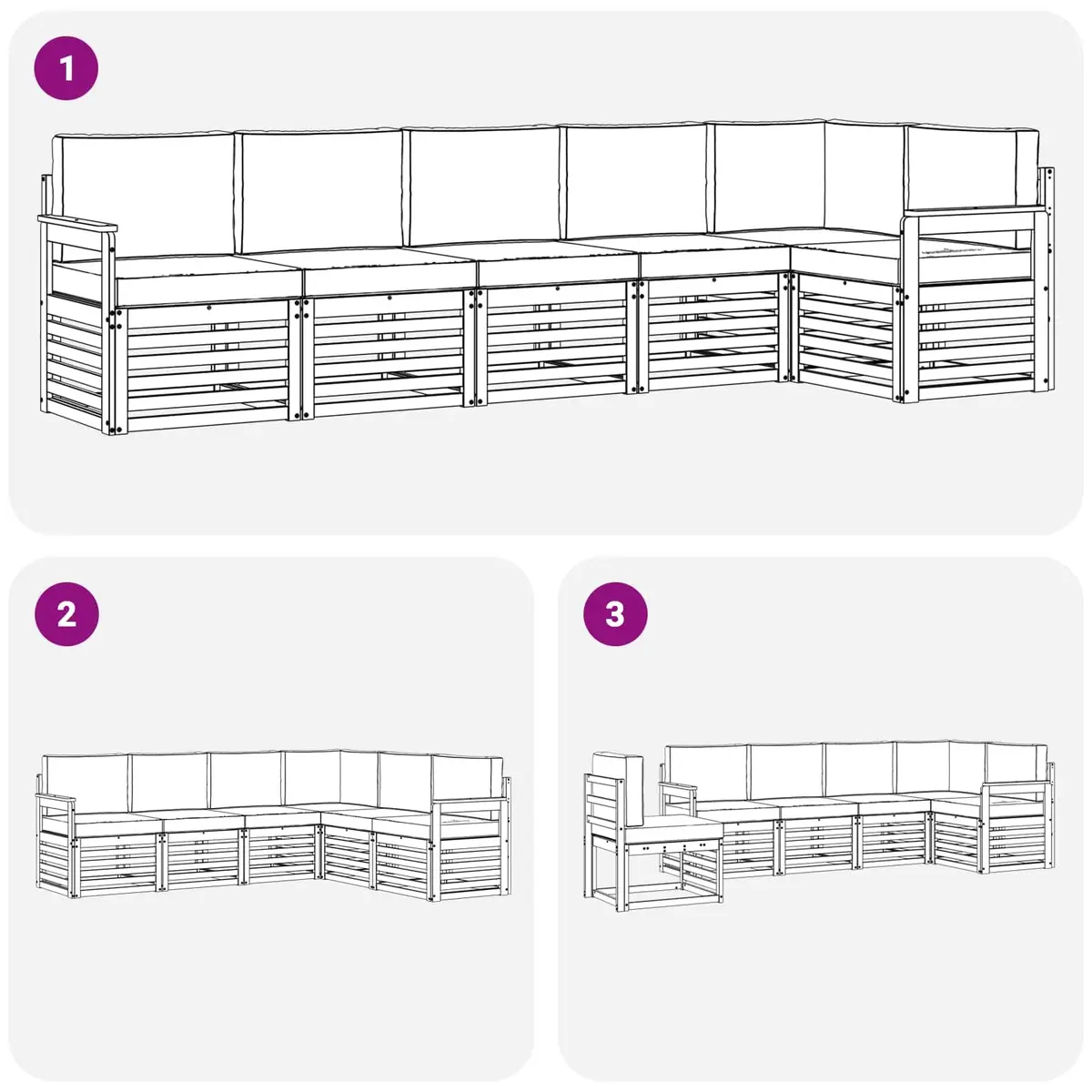 6-Piece Outdoor Sofa Set with Acacia Frame