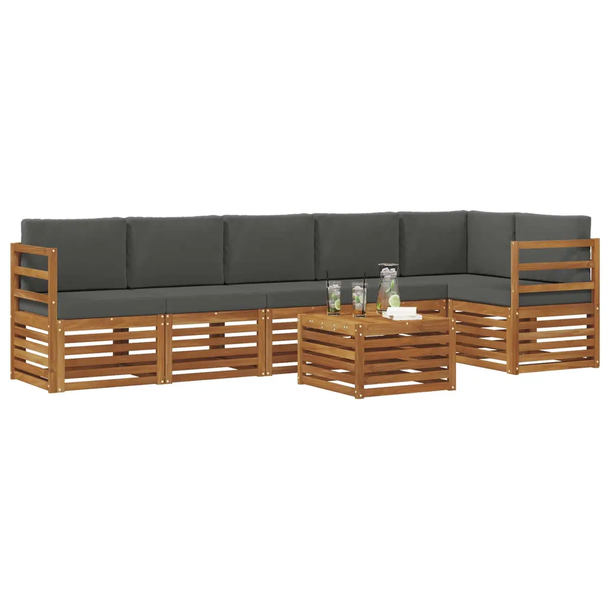 Sectional Sofa Set 7 Piece Outdoor Garden Patio Furniture Modular Seating