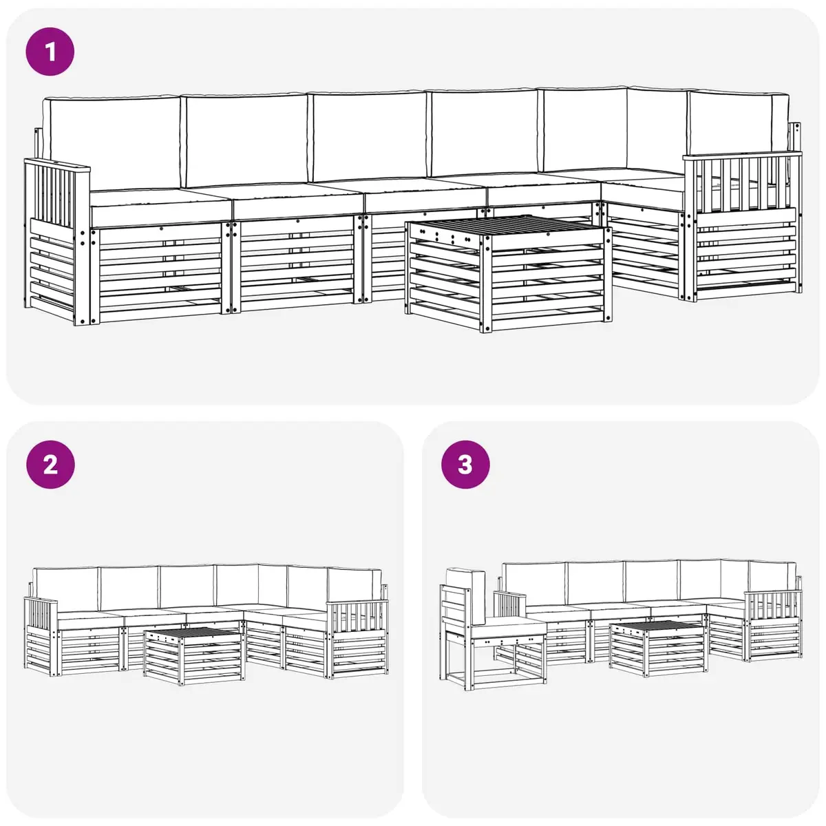 Sectional Sofa Set Outdoor Garden Patio Furniture 7 Piece