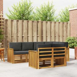Outdoor Sectional Sofa Set: 7 Pieces, Acacia Wood