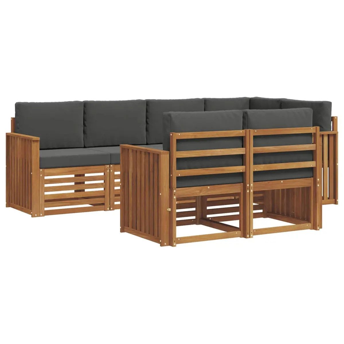 Outdoor Sectional Sofa Set 7 Piece Garden Natural Anthracite