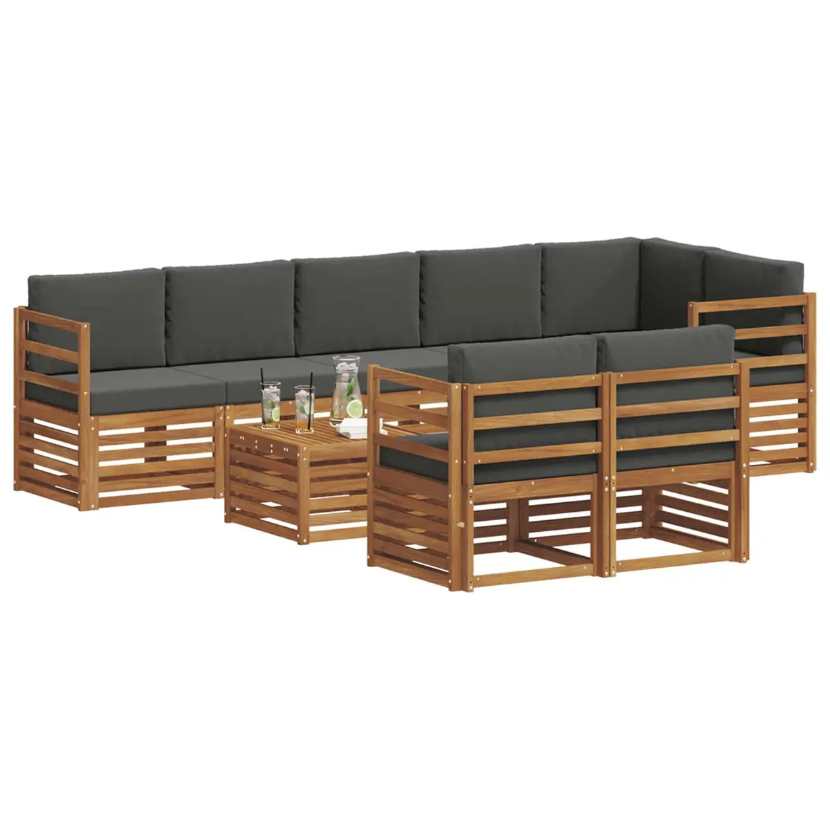 9 Piece Outdoor Sectional Sofa Set Modular Garden Patio Furniture Natural