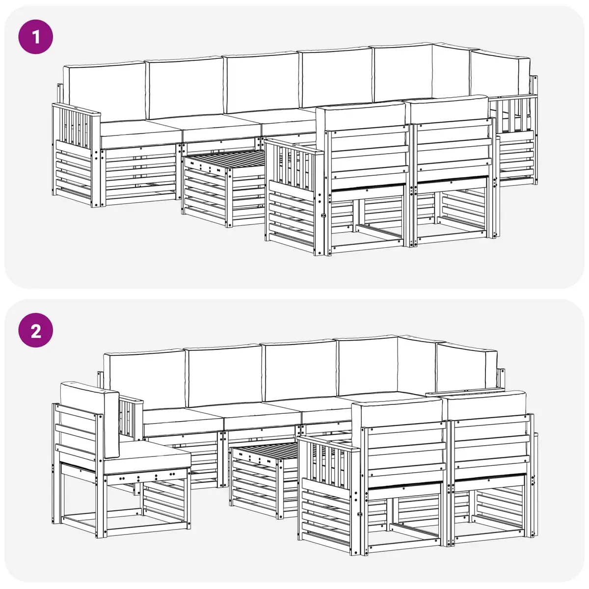 ModularOutdoorSofaSetforGardenandPatio9PieceNaturalAcaciaWoodFurniture