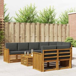 9-Piece Modular Sectional Sofa Set in Natural Acacia Wood