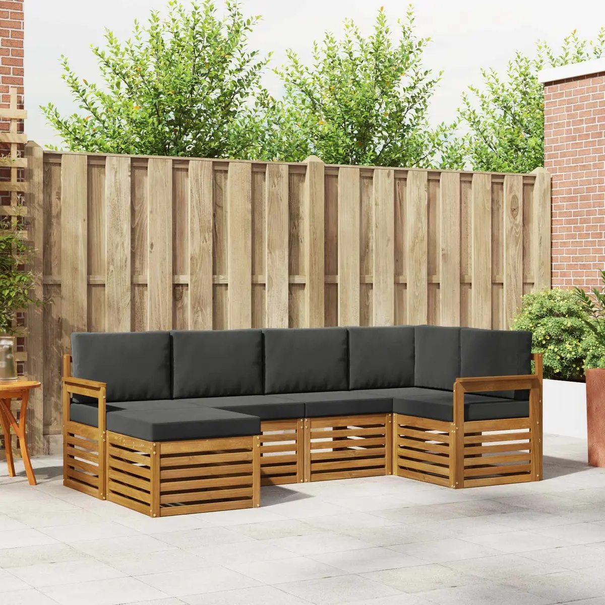 Outdoor Sectional Sofa Set Garden Use 6 Piece Natural Anthracite Modular