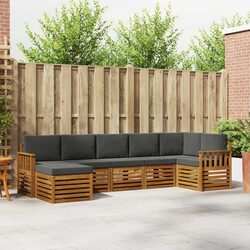 7-Piece Outdoor Sectional Sofa Set with Acacia Wood