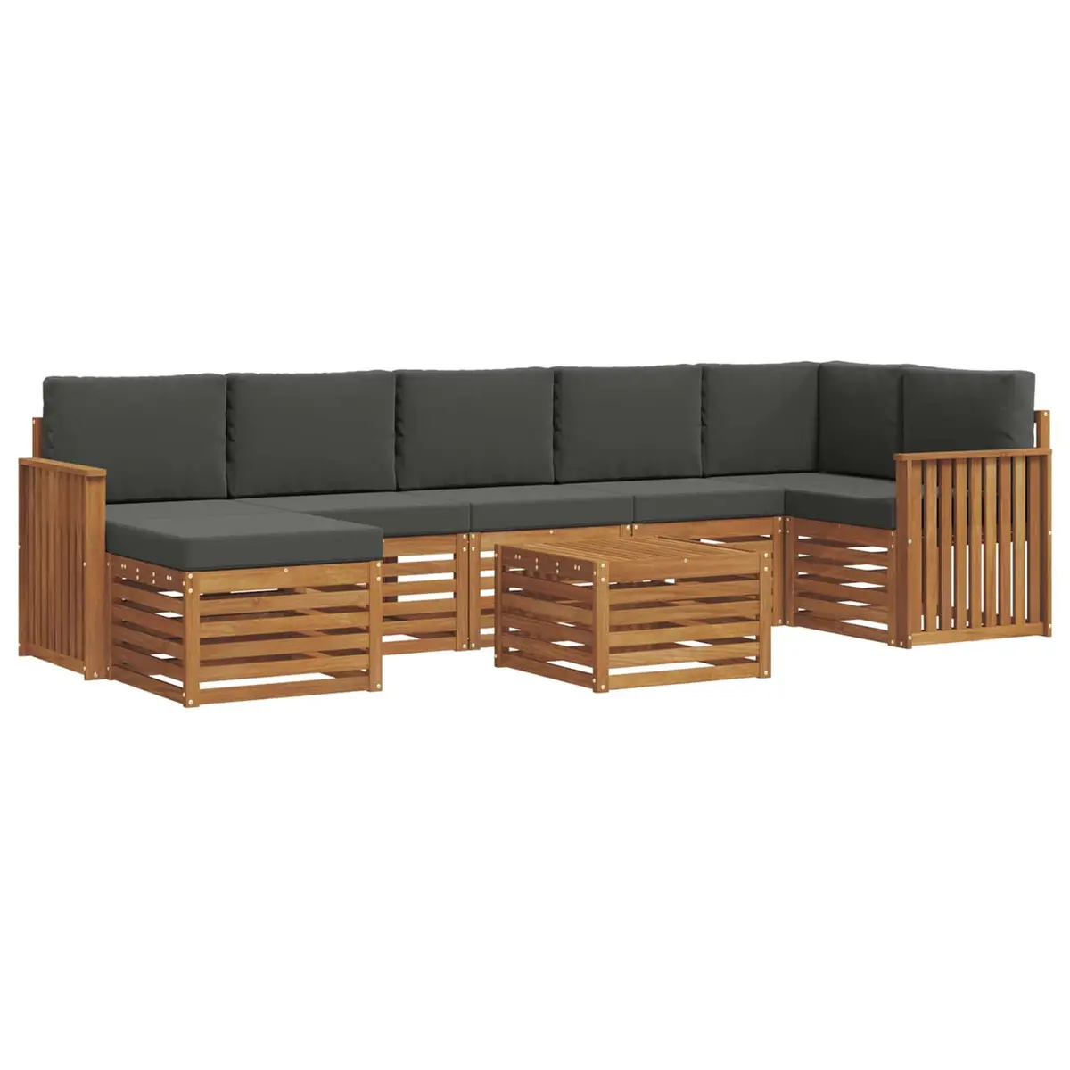 Outdoor Sofa Set 8 Pieces Garden Furniture Solid Wood Modular Patio Seating