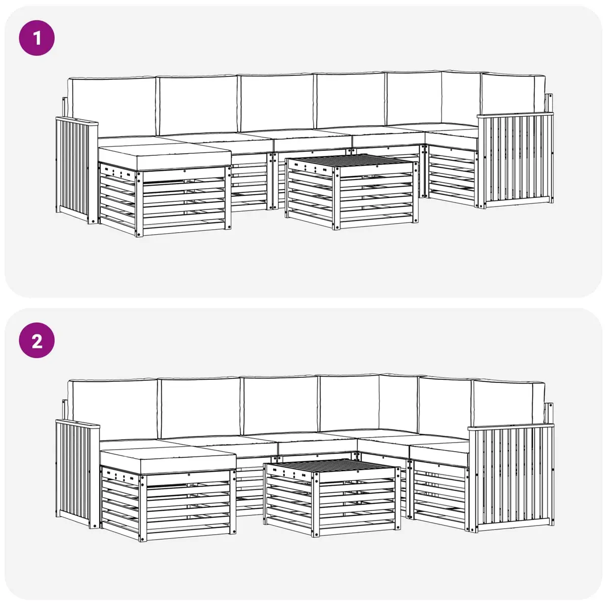 Outdoor Sofa Set 8 Pieces Garden Furniture Solid Wood Modular Patio Seating