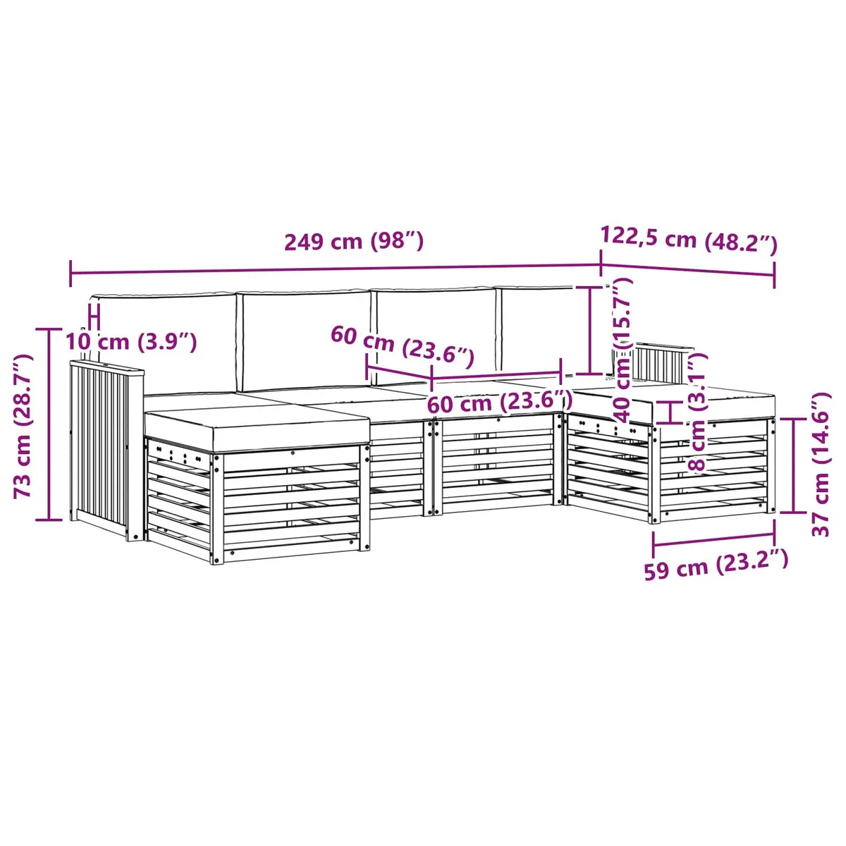 6 Piece Modular Outdoor Sofa Set