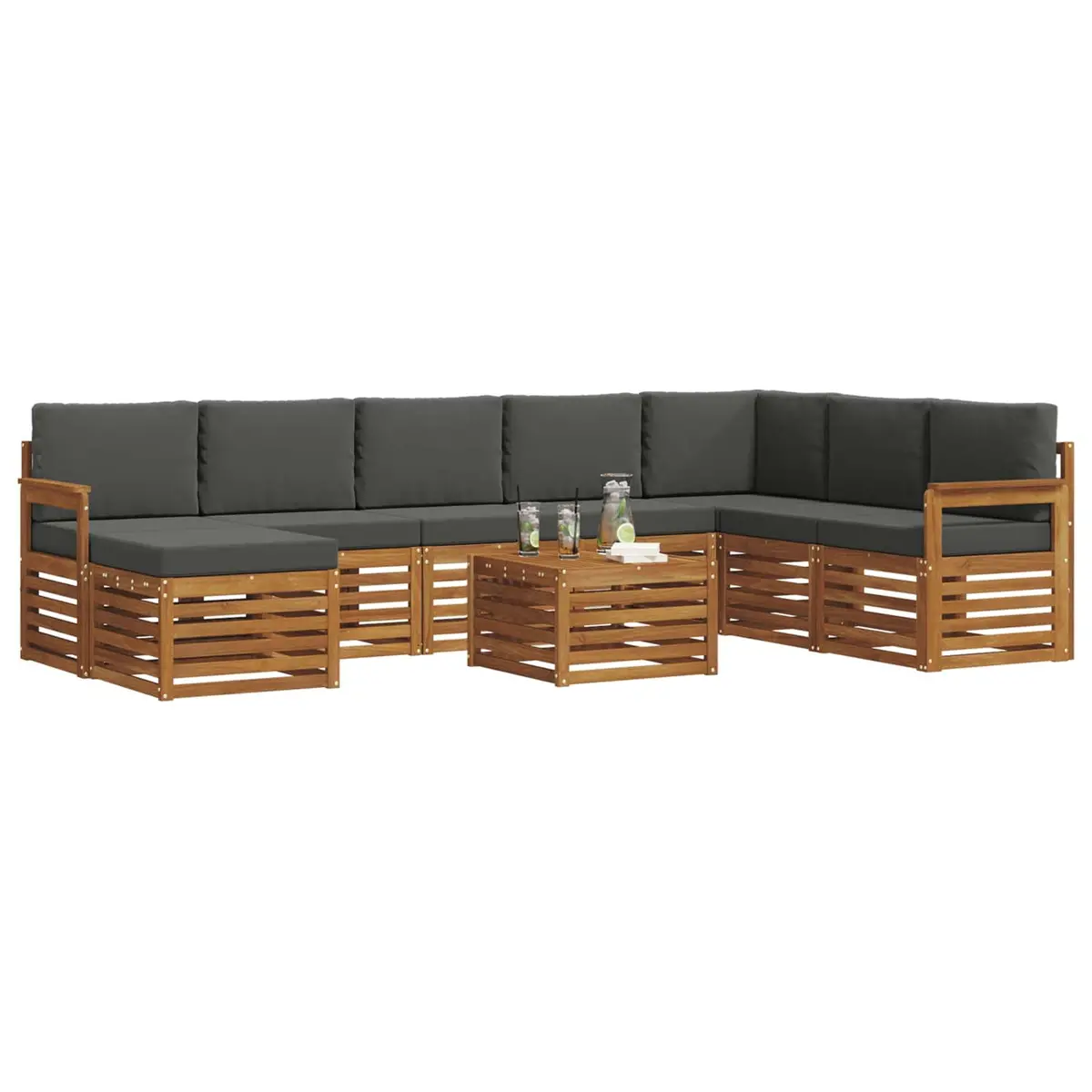 9-Piece Acacia Wood Outdoor Sofa Set
